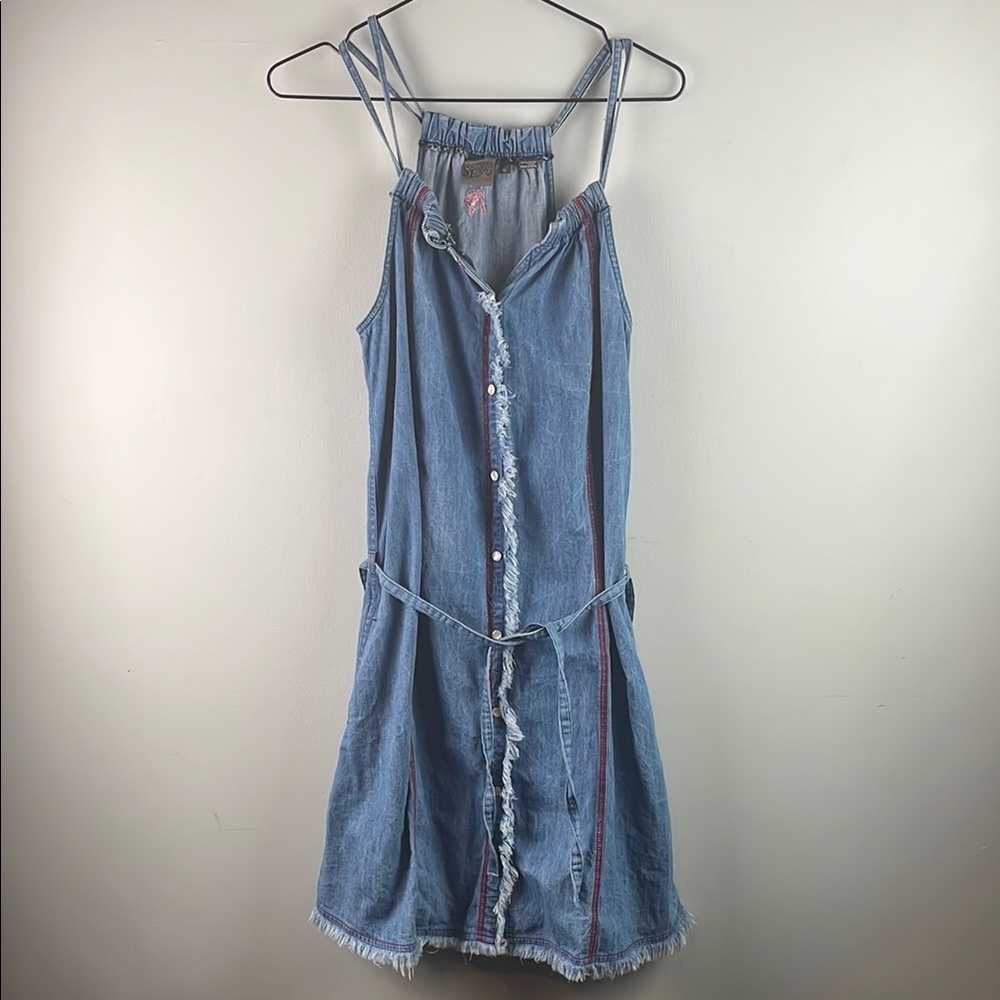 Southern Thread Blue Denim Pearl Snap Dress Size M